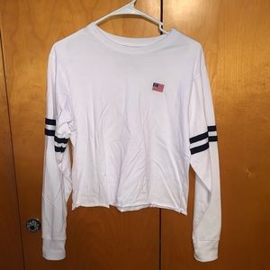 USA Long Sleeve Crop Top